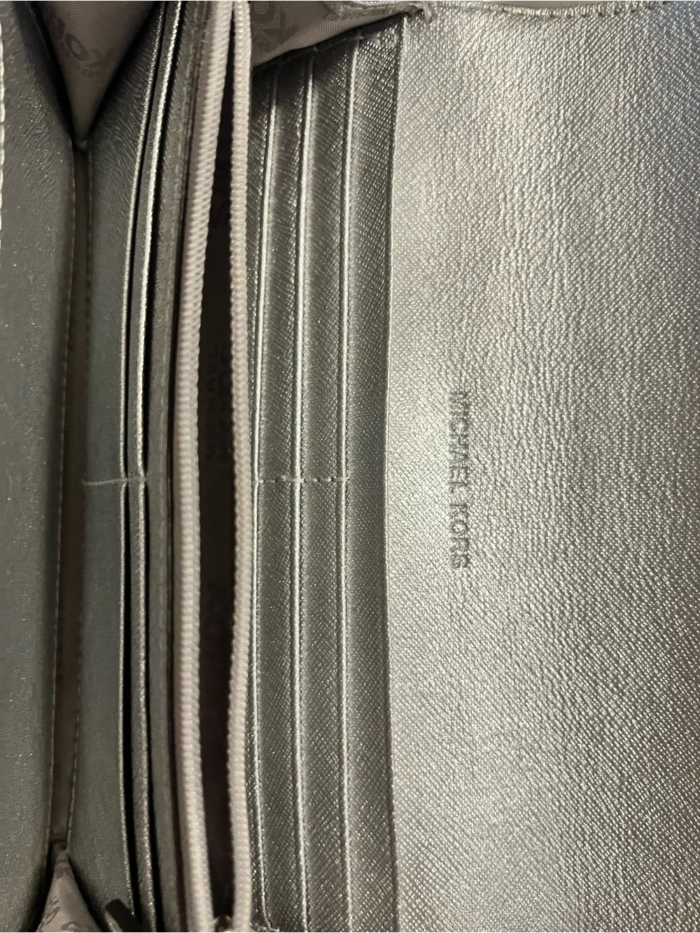Michael Kors Silver Metallic Saffiano Wallet Clutch
